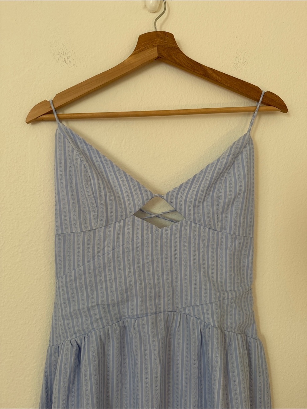 Sabo Skirt Kassi Stripe Maxi Sundress Dress Size 4 Light Blue Tie Back Coastal - Picture 3 of 13